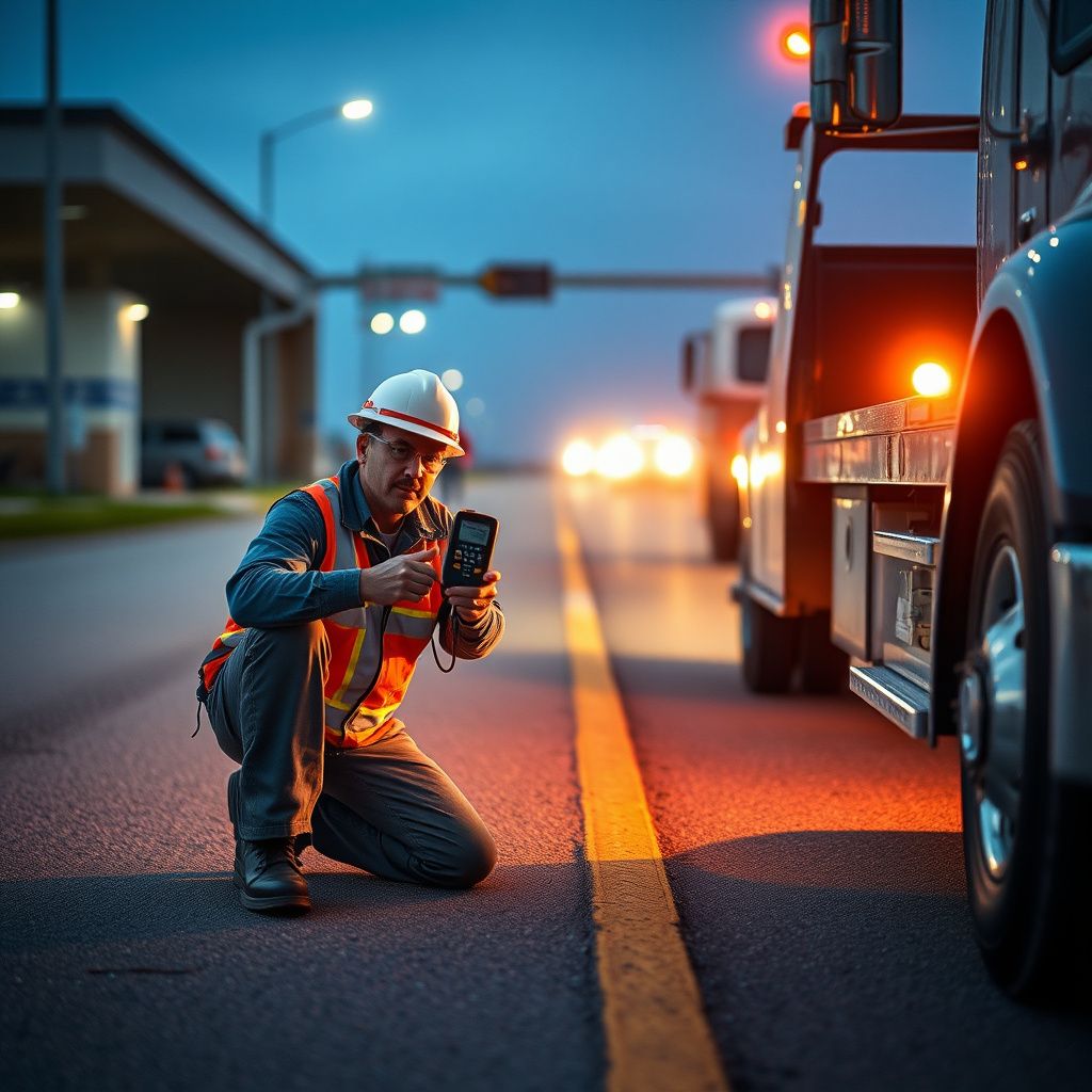 A Snappy Towing technician in uniform, smiling and giving a thumbs-up next to a tow truck on a sunny day in Everman, Texas.