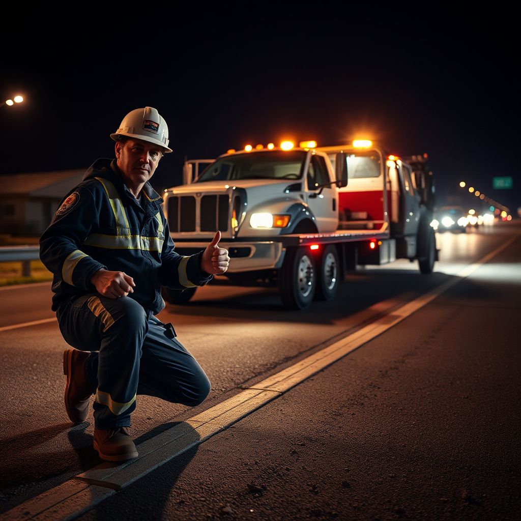 A Snappy Towing tow truck driver speaking with a customer next to a disabled car on a roadside in Azle, Texas, ensuring clear communication.